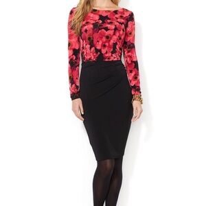 RALPH LAUREN Floral Print Matte Jersey Sheath